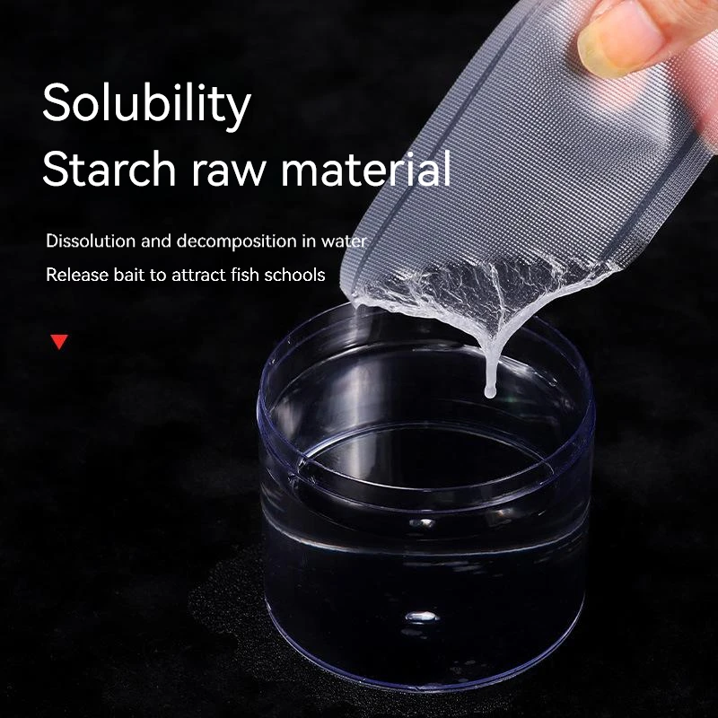 FTK-bolsas de pesca de carpa, 50 piezas, PVA, disolución rápida sin residuos, aparejos de pesca gruesos, carpas, bolsas de cebo, 10 tamaños, 5x10cm, 12x16cm - imagen 3
