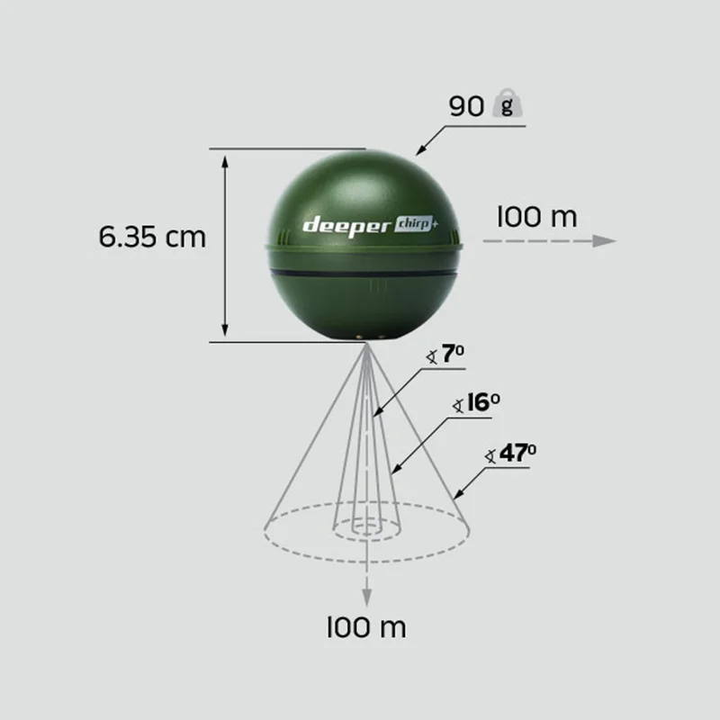 Deeper Smart Sonar CHIRP+ - 100m Detection Fish Finder, 3 Beam Angles USB-C Rechargeable for Fishing - imagen 4