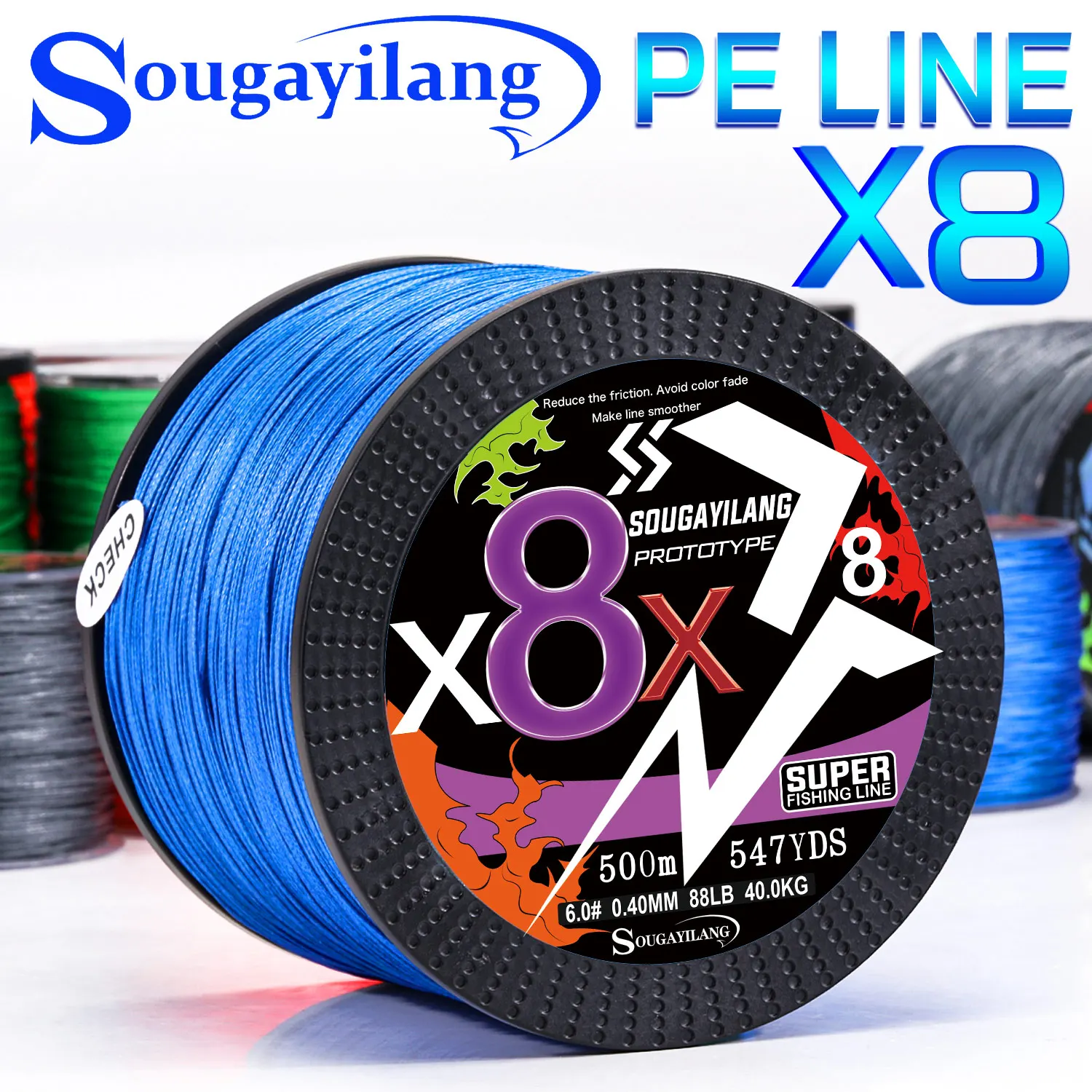 Sougayilang-sedal de pesca trenzado de 8 hebras, multifilamento de PE de 100M y 300M, alambre trenzado para pesca de carpa, accesorios de pesca, línea de PE