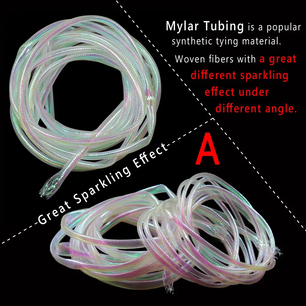 Bimoo, tubo corporal de escamas de pescado blanco perla de 2M, cuerpo de costilla de mosca de pececillo, tubo Maylar, tubos trenzados Flash, cebo, materiales para atar moscas de pescado - imagen 5