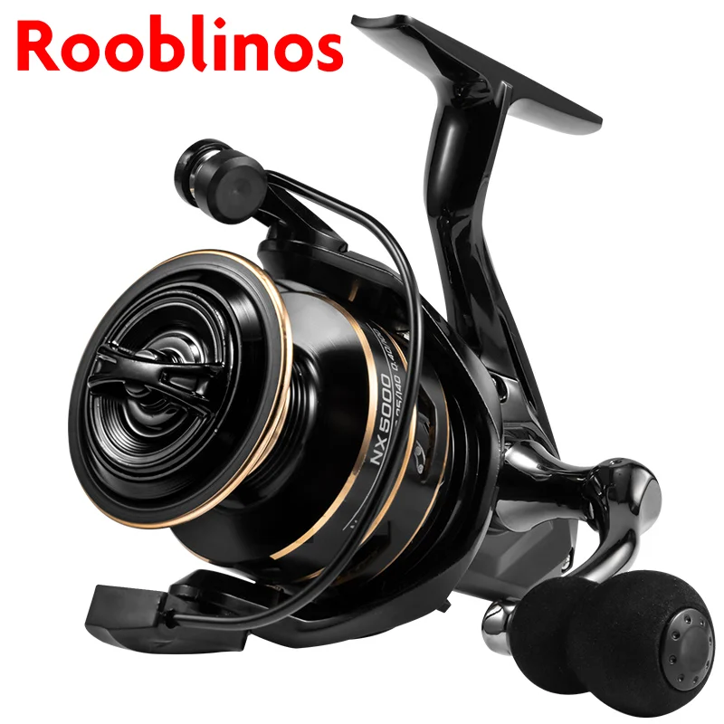 Carretes giratorios ROOBLINOS serie NX, carretes de pesca, marco de Metal ultraligero, ultrasuave y resistente, alta velocidad 5,2: 1