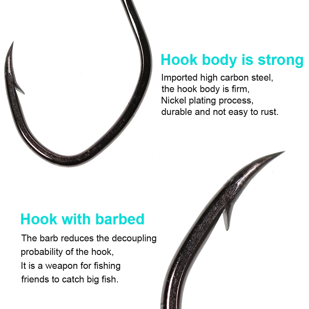 ICERIO 20 anzuelos de bagre con púas, anzuelo de agua salada de acero rico en carbono - imagen 5