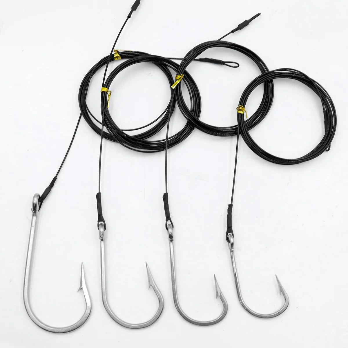 ZYZ 2 uds aparejos de pesca de tiburones Pesca de Surf Cable de acero inoxidable Cable líder con anzuelos de tiburón atún pesca en agua salada anzuelo de aguas profundas - imagen 5