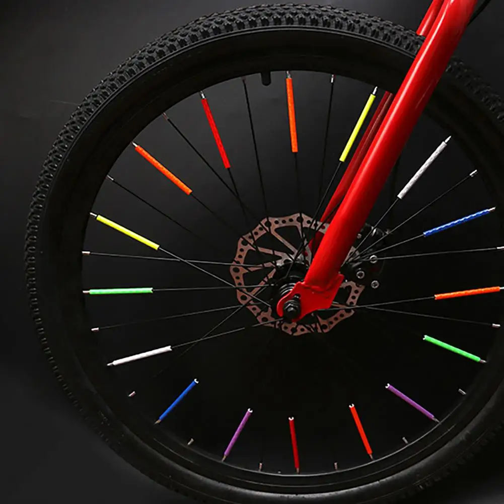 12 unids/pack MTB bicicleta tubo reflectante radios de rueda tubos tira rueda conducción segura cinta reflectora luz de advertencia de seguridad Reflector