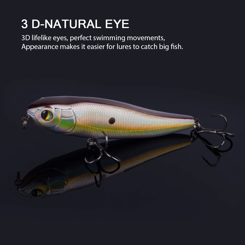 Hanlin Popper 10cm 14,5g señuelo de pesca caminar el sonajero del perro Wobble Topwater Stickbaits flotante plástico Crankbait aparejos de lubina - imagen 3