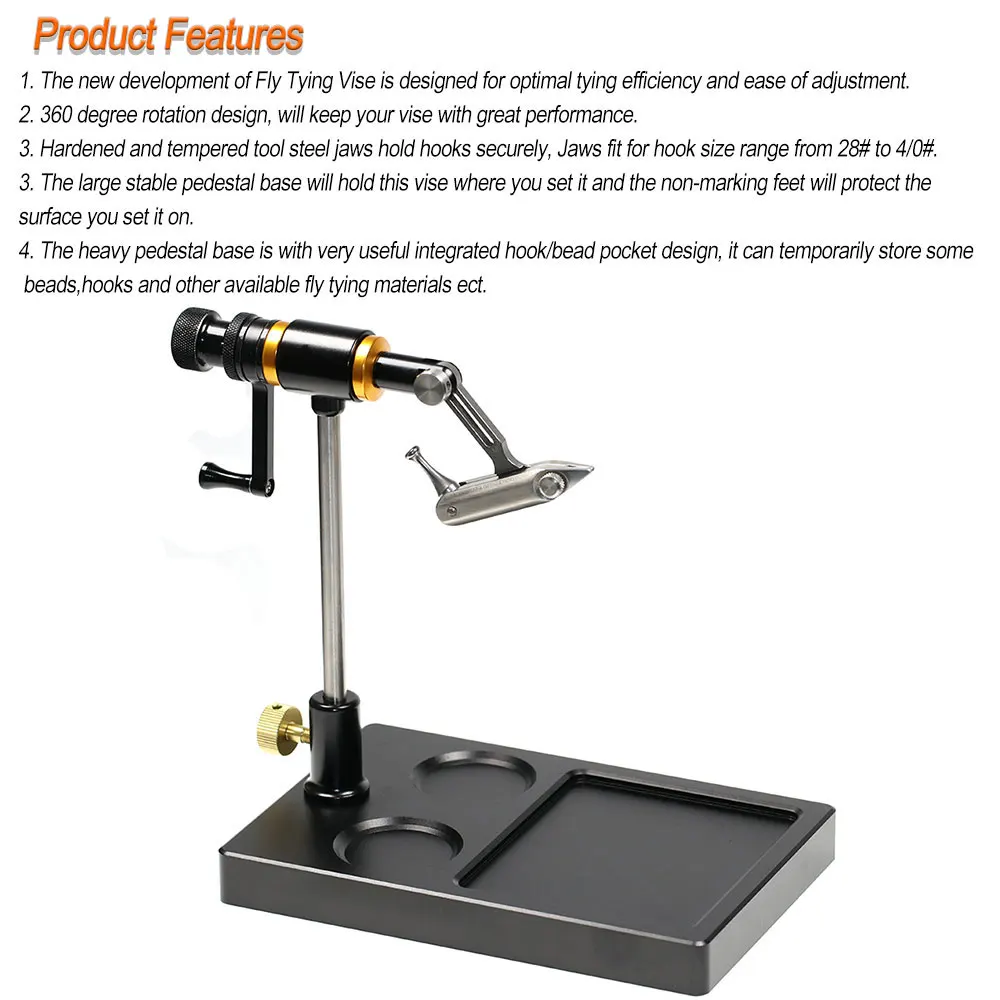 ICERIO 360° °   Roterende Vliegbindset Bankschroef Jig Vissen Lokken Maker Gereedschap Spoel Houder/Threader Zweep Finisher Tool Set 200D Vliegbindset Lijn - imagen 4