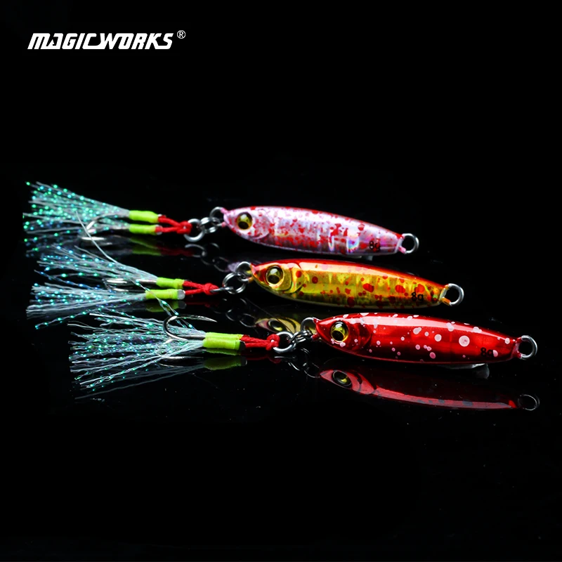 Magic Work Micro plantilla de Metal 3g 5g 8g Shore Casting Jig señuelos señuelo de pesca de lubina cebo Artificial Jigging lento aparejos de pesca de trucha - imagen 3