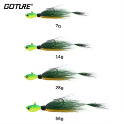 Goture Bucktail Jig – Plumas y pelo de ciervo con ojos 3D para jigging
