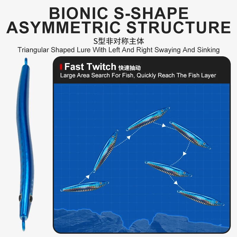 OBSESSION J2-señuelo de Metal duro, 40g, 60g, 80g, 1 unidad, señuelo de pesca que se hunde, luminoso, de caída rápida, Jigging, cebo de pesca en aguas profundas - imagen 4