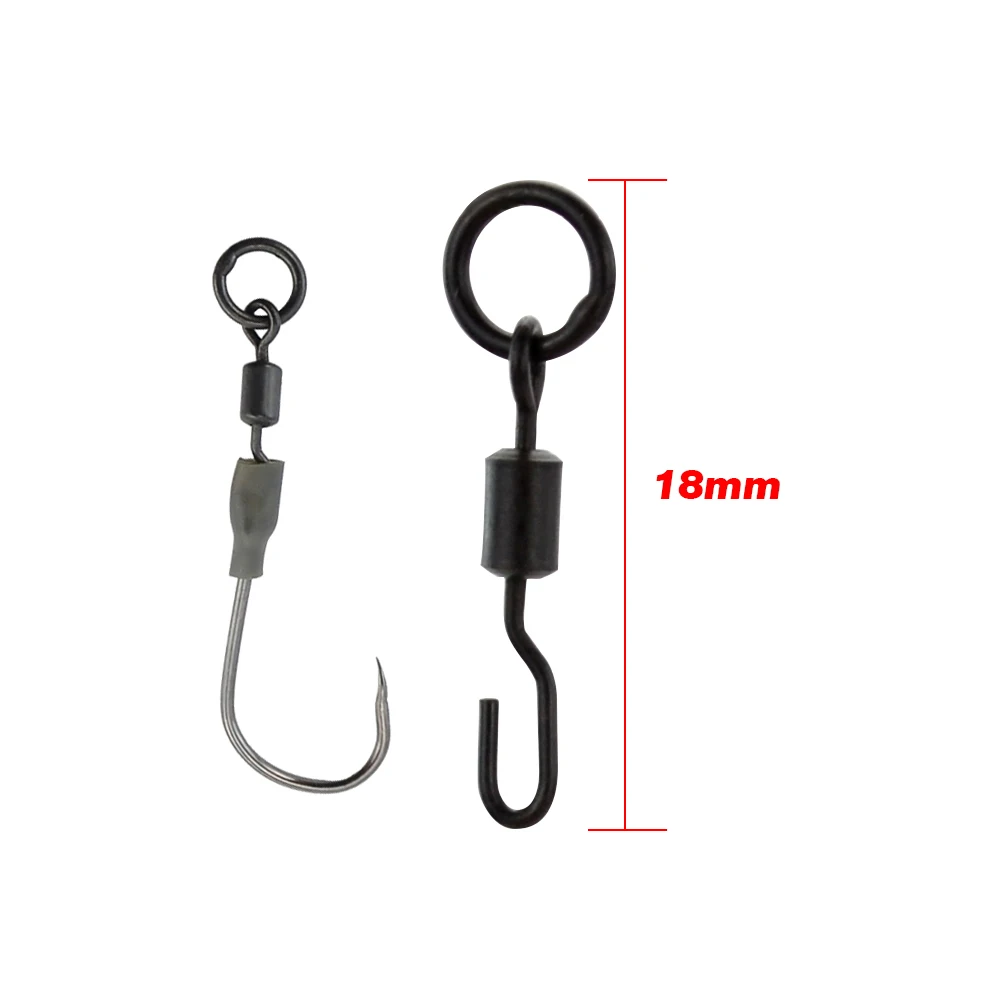 20 piezas broches giratorios para pesca de carpa con anillo sólido gancho de pesca de cambio rápido accesorios giratorios AE008 - imagen 4