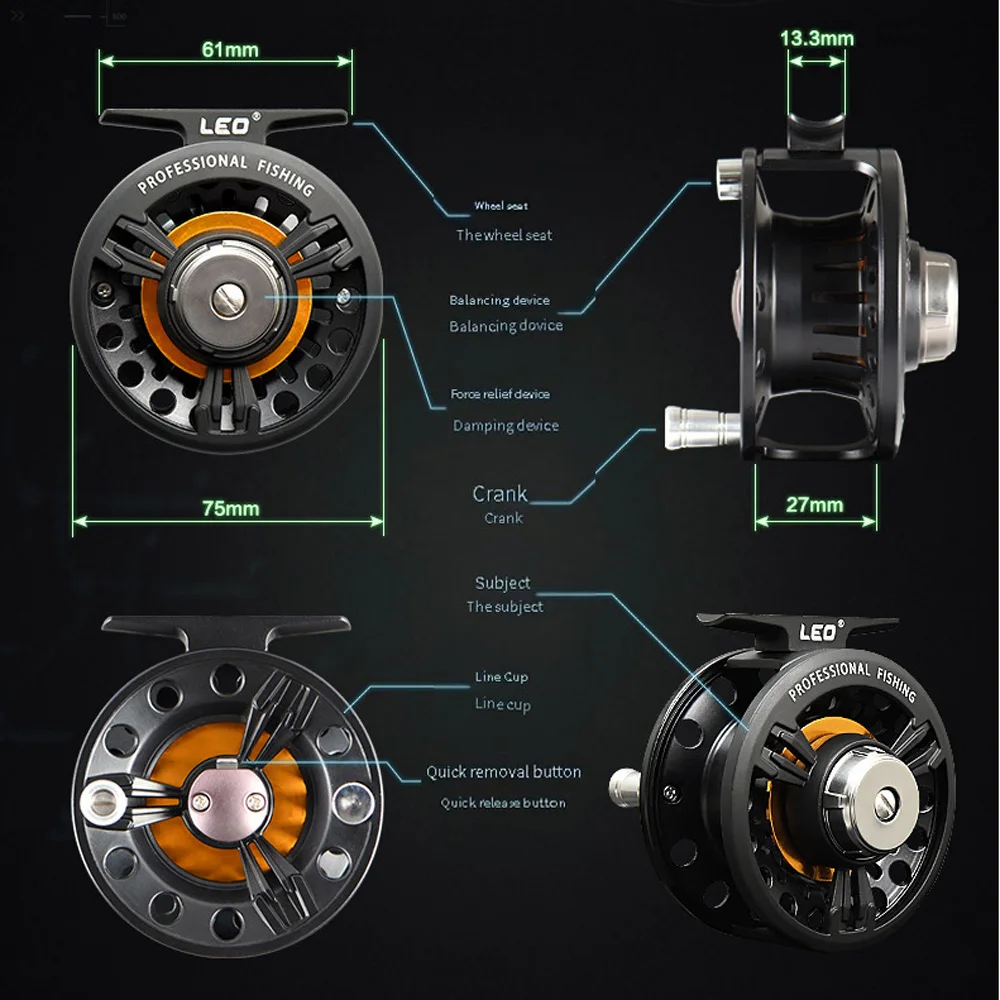 Carrete de pesca con mosca de 75mm de tamaño, aleación de aluminio, CNC, máquina de fundición para rueda de pesca con mosca, accesorios intercambiables Grandes, Nuevo - imagen 4