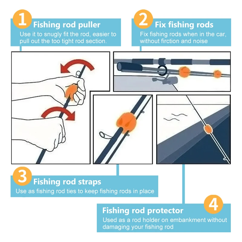 Correas de soporte para caña de pescar, paquete de correas para caña de pescar, bola fija, lazos, cinturón, piezas de herramientas de pesca, 2 uds. - imagen 5