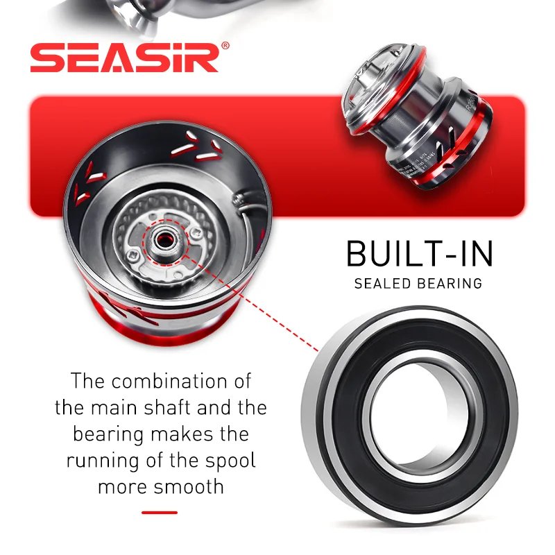 SEASIR OER SEASIR OER Carrete de pesca giratorio ultraligero de aluminio, arrastre máximo de 12kg, aparejos de pesca de agua dulce y salada - imagen 5