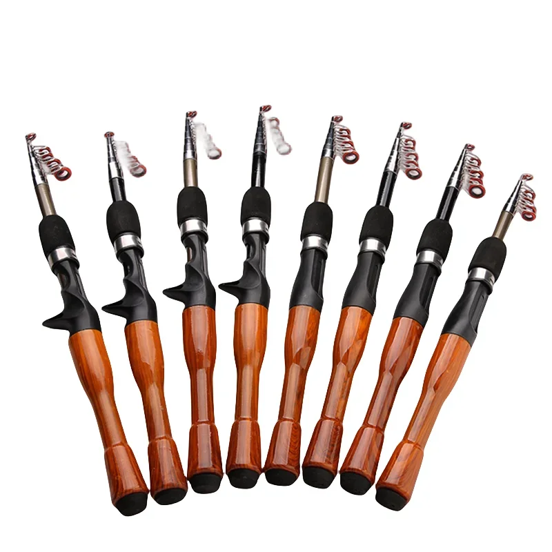 Caña de pescar giratoria telescópica de 1,3 m/1,6 m/1,8 m, mango de madera de carbono, caña de pescar de carpa, prueba de caña de pescar de roca marina - imagen 5