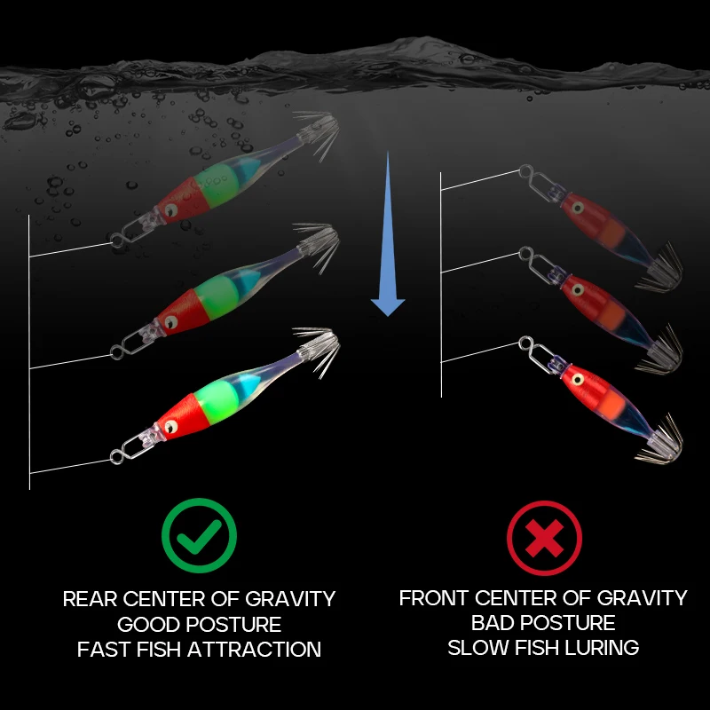 LETOYO 50mm 2g plantilla de calamar luminosa anzuelos atados a mano señuelo Egi sepia pulpo cebo Artificial para señuelo de pesca de barco - imagen 3
