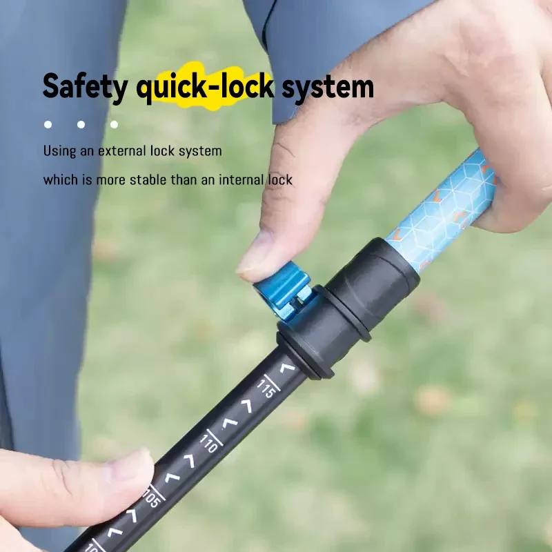 2025 nuevo bastón de Trekking telescópico de 3 secciones para niños adultos 1 Uds bastón de senderismo ultraligero bastón portátil a presión de apertura rápida - imagen 4