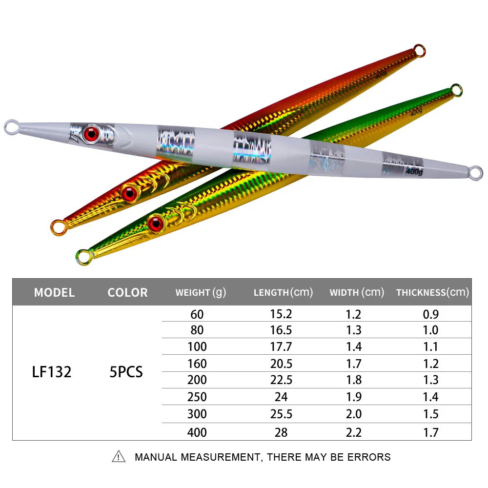 Señuelo de pesca con plantilla de Metal largo, pez de plomo sumergido, 60G, 200G, 400G, cuchara de Jigging de fundición rápida, cebo de Metal Artificial para orilla, aparejos de mar - imagen 3