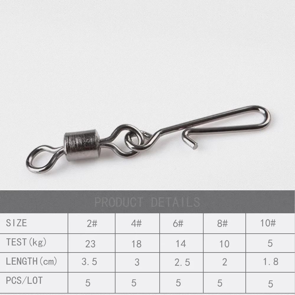 NGB 5PCS Pesca giratoria con broche colgante 2 #   4 #   6 #   8 #   10 #   Accesorios de pesca con conector de señuelo - imagen 3