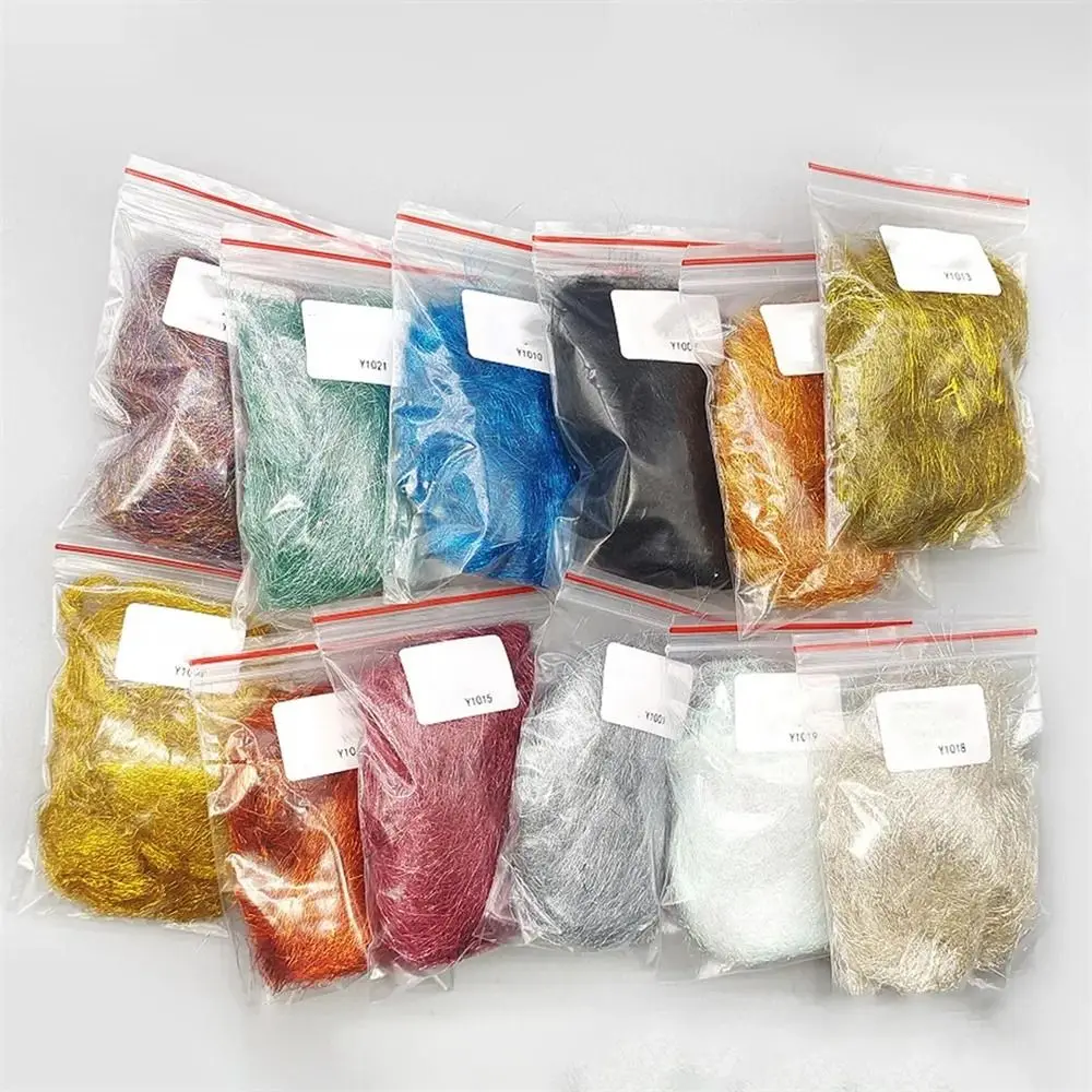 1 bolsa de fibras sintéticas para doblar hielo, serpentina de pez cebo, Flash, ala de hielo fina, Material para atar moscas de agua salada - imagen 3