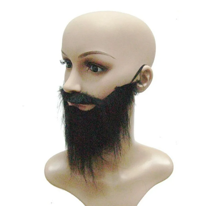 Barba falsa larga, bigote, decoración para fiesta de Halloween, suministros para festivales, hombres, barba Artificial en forma de U, recuerdos de fiesta - imagen 4