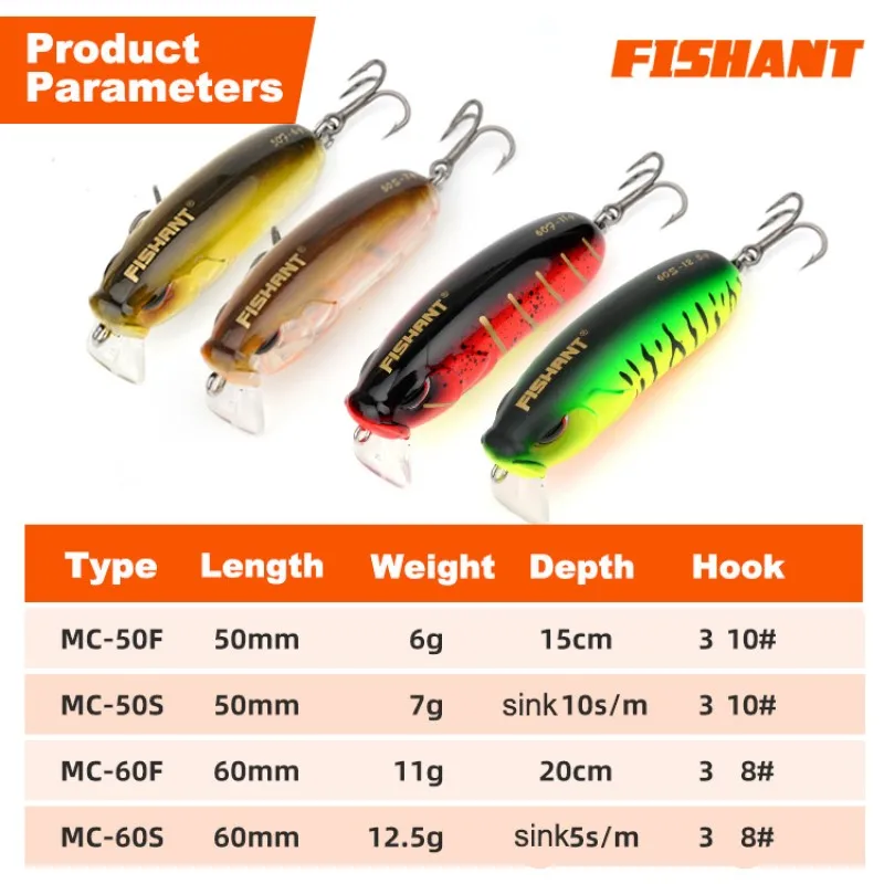 FISHANT-señuelo de pesca flotante/hundimiento, cebo falso de fundición larga para lubina, agudos/anzuelos individuales, 6g/7g/11g - imagen 3