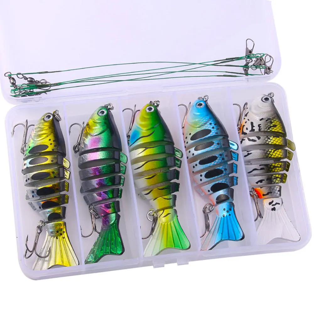 5 uds Wobblers señuelo de pesca multisección Minnow 2-8 Isca articulado cebo duro Artificial Crankbait Trolling Bass Pike aparejos de perca - imagen 4