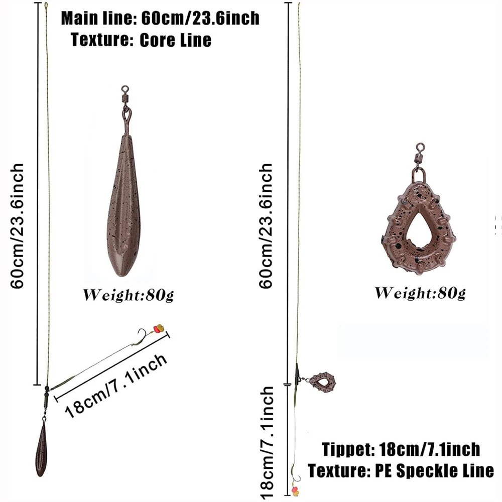 Aparejos de pesca de carpa preatados, anzuelos giratorios de cambio rápido, 80g, peso de pesca - imagen 5