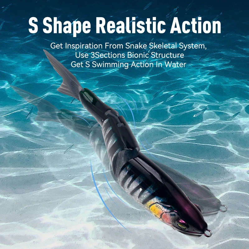 Señuelos de pesca LEYDUN JOINTED CLAW SATCHET 184mm 2,5 OZ cuerpo articulado deslizamiento Swimbaits flotantes potentes cebos duros grandes en forma de S lubina - imagen 5