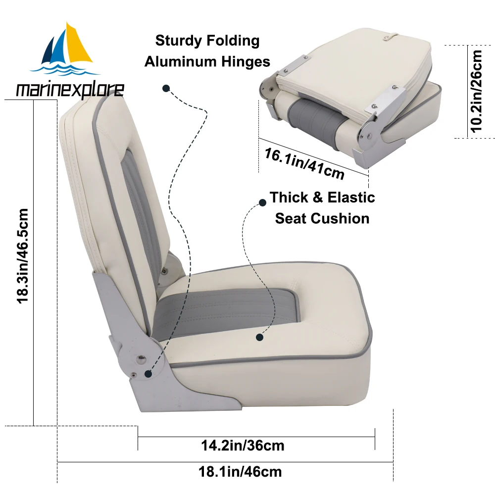 Silla de asiento de barco de diseño ergonómico, respaldo contorneado de cuero anticorrosión UV plegable para accesorios de barcos de pesca - imagen 4