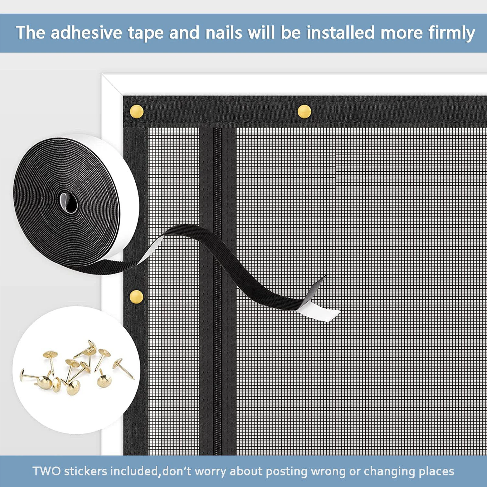 Pantalla de puerta con cremallera Anti-gato PPT Nano cortina de puerta con apertura hacia arriba y forma de apertura izquierda pantalla de malla antimosquitos para sala de estar de mascotas - imagen 5