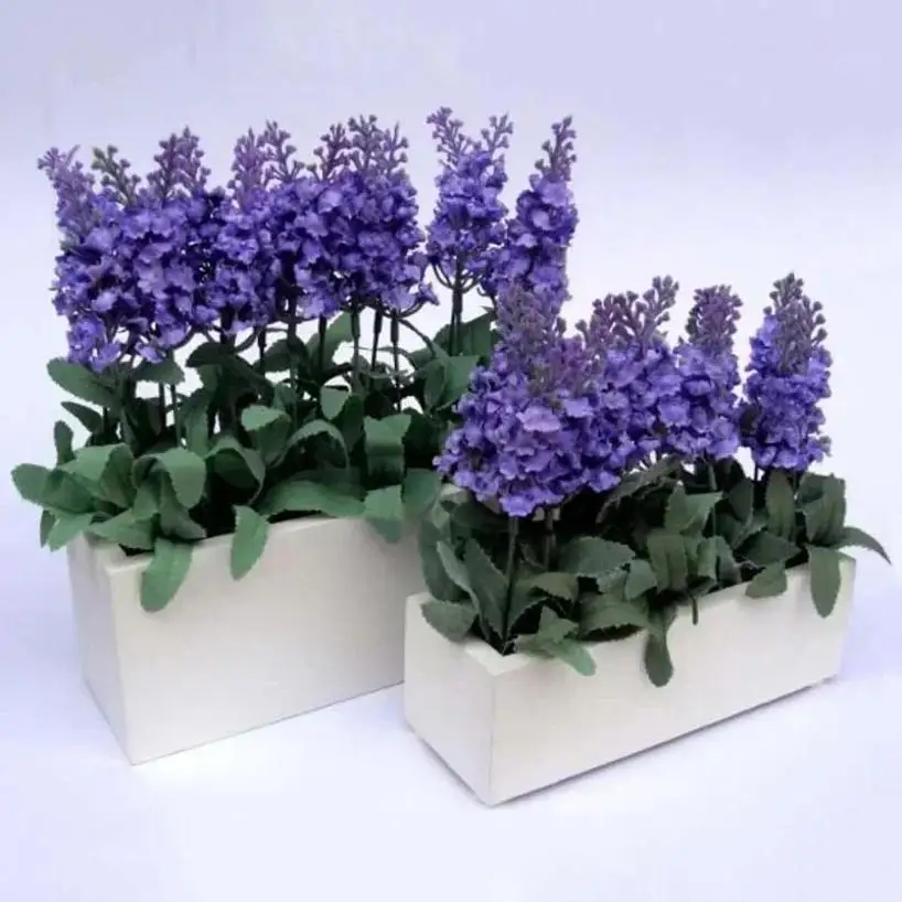 Ramo flores artificiales de lavanda y hojas falsas - imagen 4