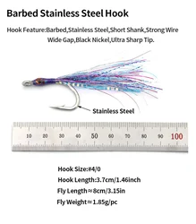 ICERIO 3/4PCS 4/0 #    Moscas de pesca con mosca epoxi 3D Minnow Baitfish señuelo con luminoso para trucha Pike almizclado lubina Señuelos de pesca de mar