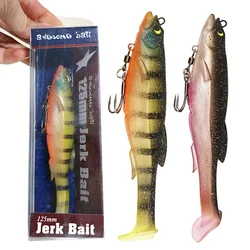 Señuelo de Pesca Shad Bait de 12.5cm/21g para Lucio y Lucioperca, Señuelo de Cola de Paleta, Señuelo de Plástico Suave Realista con Anzuelo para Agua Salada y Agua Dulce