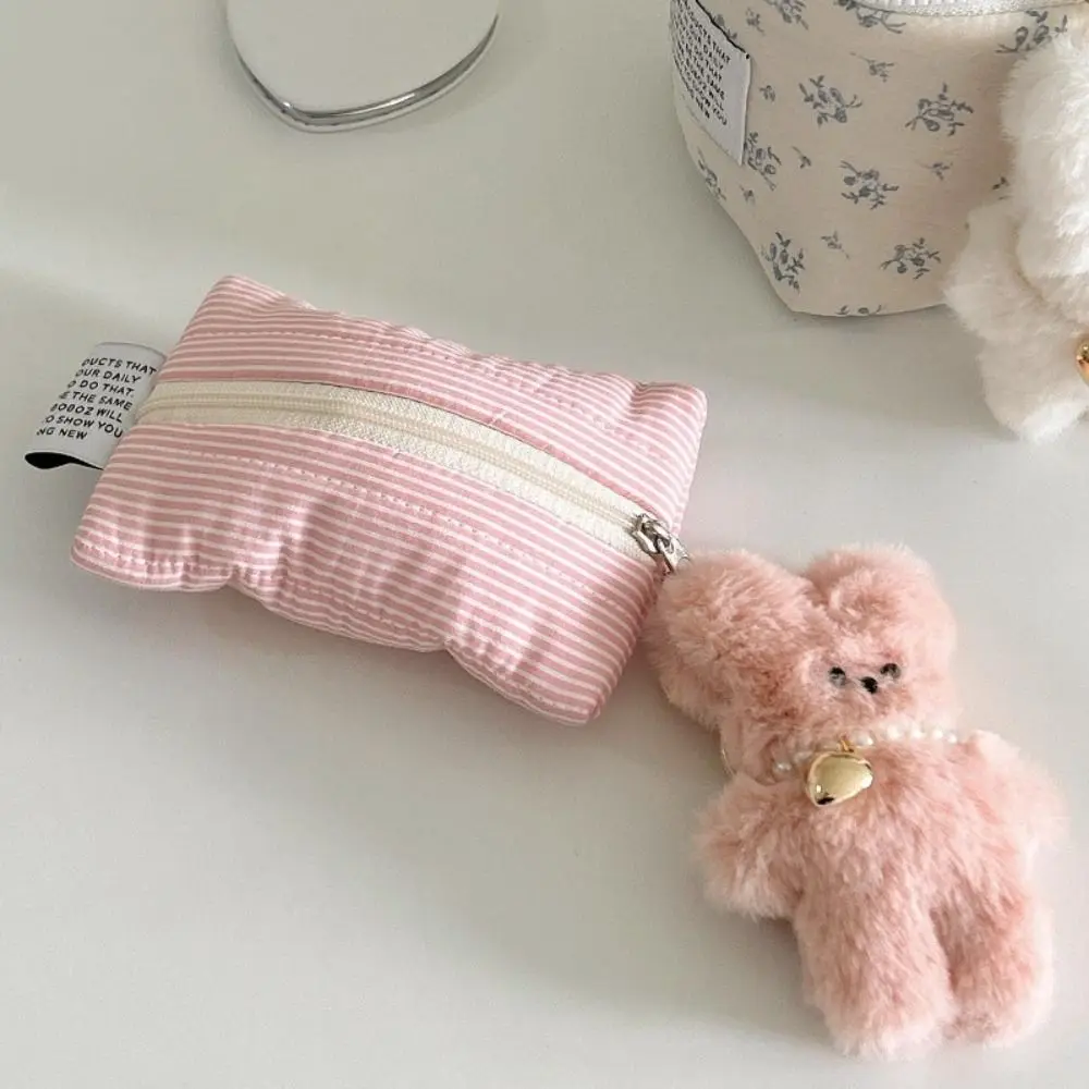 Lindo monedero a rayas Mini con tarjetero con cremallera bolsa portátil para auriculares de gran capacidad