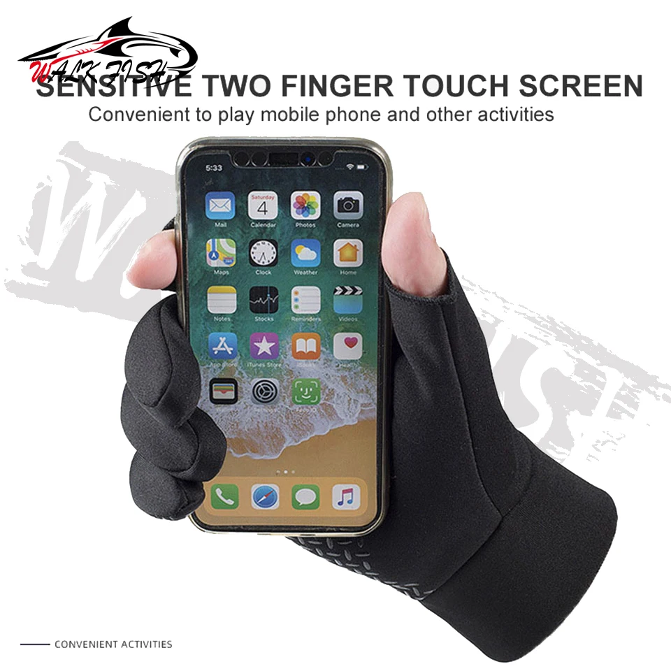 WALK FISH-Guantes Térmicos de lana a prueba de viento para hombre y mujer, manoplas impermeables antideslizantes para deportes de pesca, ciclismo, correr, pantalla táctil - imagen 5