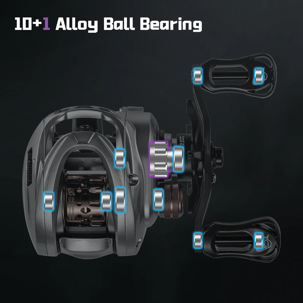 Carrete SOLOKING Acura HICC50 Pro BFS 10 + 1BB carrete de Baitcasting ultraligero para trucha de lubina relación de engranaje 7,1/8, carrete de pesca de arrastre de 4KG - imagen 4