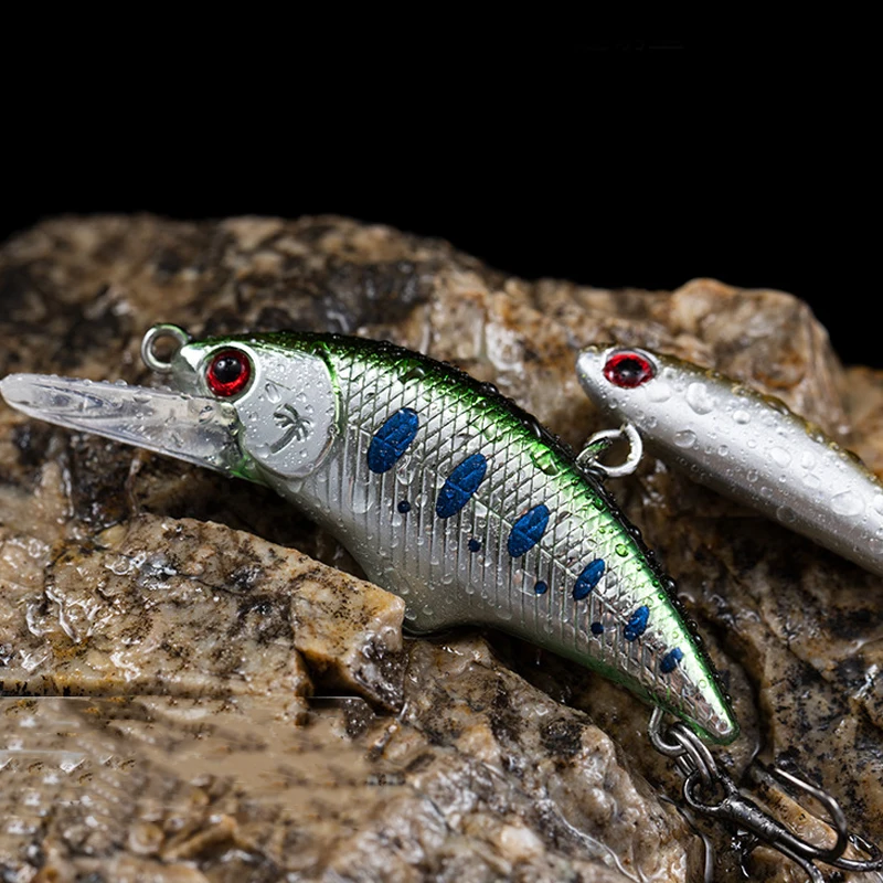 Señuelo de pesca de 5,5g y 51,3mm, cebo Minnow de doble hundimiento, kits de anzuelos de manivela, cebo duro para percha de trucha - imagen 4