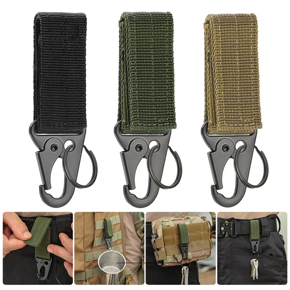Mosquetón táctico para exteriores, llavero EDC, correas de nailon, soporte para llaves, mochila de Camping, gancho para cinturón, hebilla colgante, Clip Muilter, 3 uds. - imagen 3