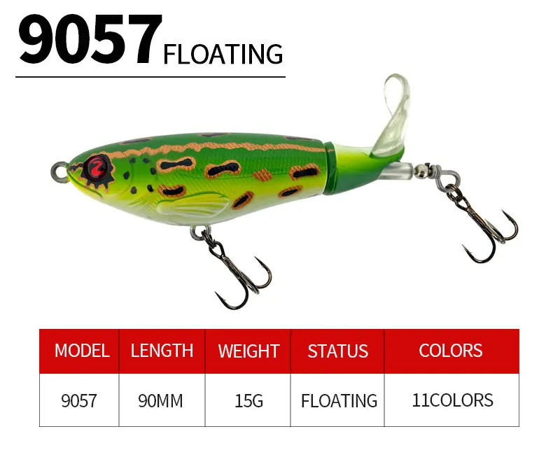 Señuelo Topwater de Pesca Artificial, 1 piezas, 90mm, 14,2g, Whopper, Wobbler, cola giratoria - imagen 2