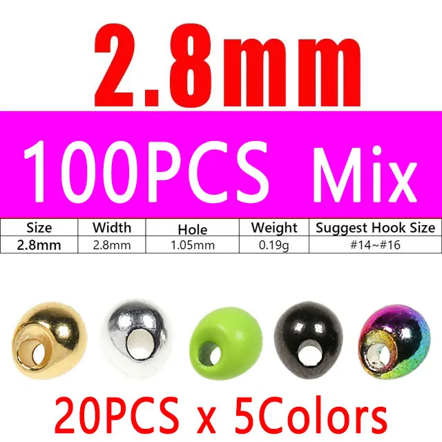 100pcs 2.8mm Mix