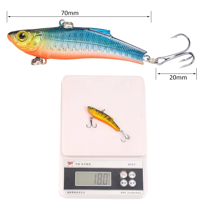Señuelo de pesca de invierno de 1 piezas, cebo duro giratorio Minnow VIB Spoon, 70mm, 17,8g, anzuelo Artificial, Wobblers, aparejos de pesca - imagen 5