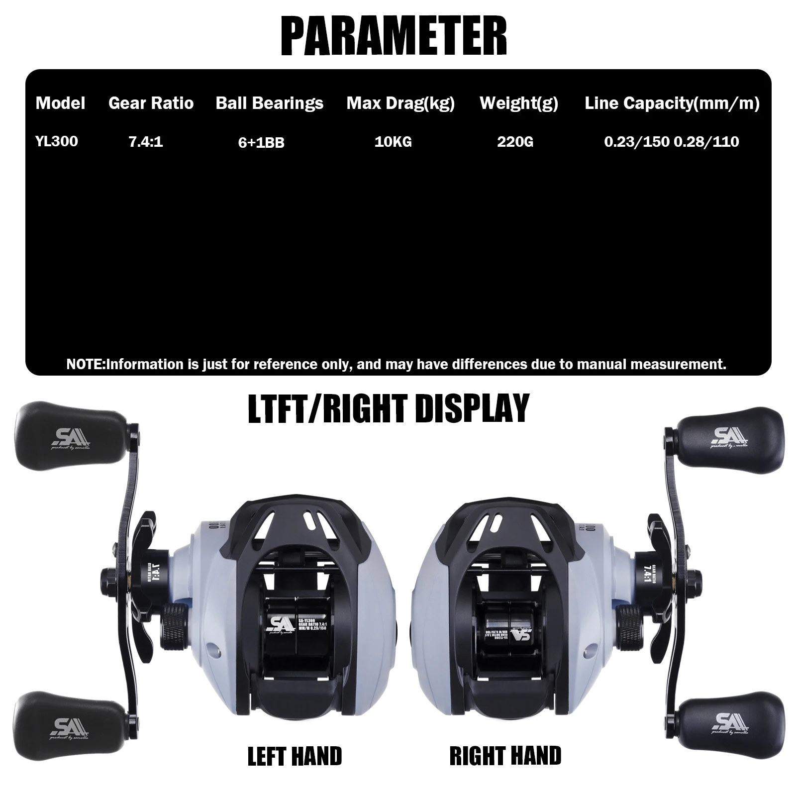 OUYALINE Rueda de pesca de tiro largo -7,4:1 Velocidad a relación de rotación, resistencia de 10 kg, rodamientos de latón y acero inoxidable - imagen 2