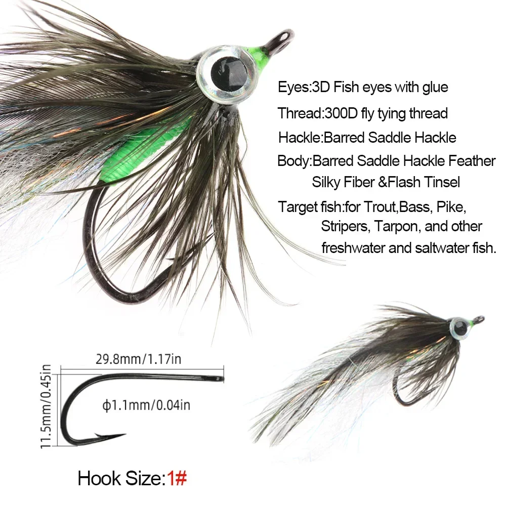 ICERIO 4 Uds 3D ojo de pez cebo Streamer mosca EP fibra sedosa agua salada cebo pescado pesca con mosca trucha pesca de lubina cebos de señuelo - imagen 2
