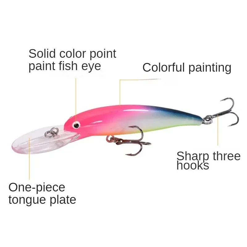 MBig Minnow-anzuelos de pesca de 90mm/115mm de largo, Señuelos de Pesca de buceo profundo, Crankabits duros, Wobblers, aparejos de pesca de calidad - imagen 3