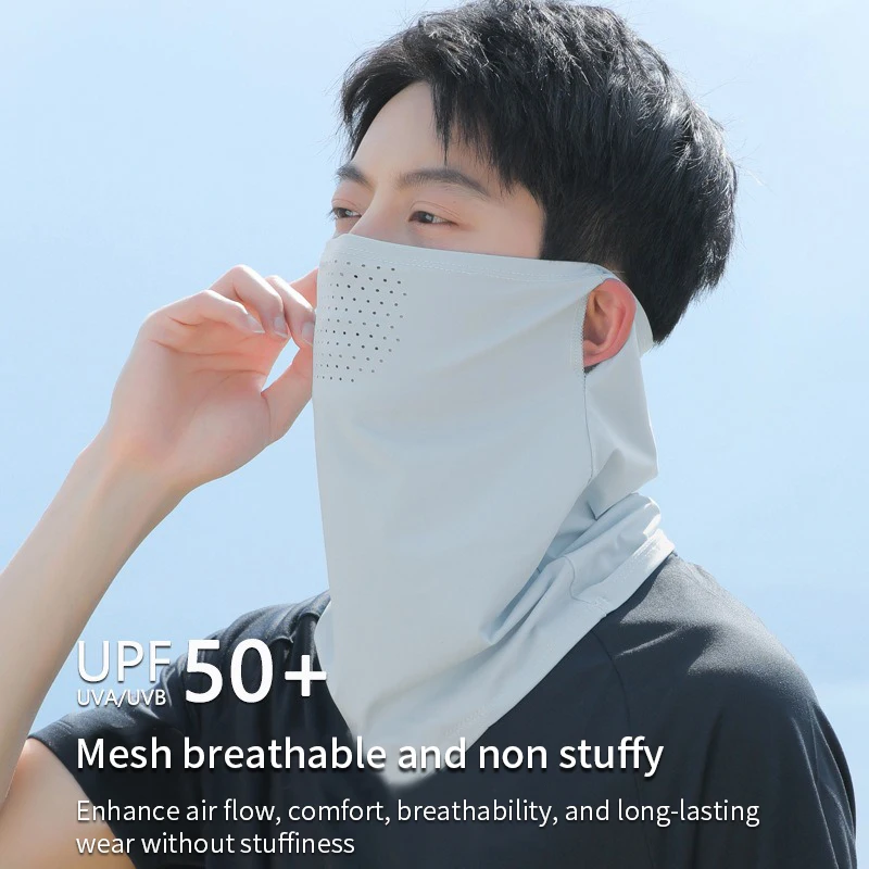 Protección UV Unisex para exteriores, cubierta envolvente para el cuello, babero a prueba de sol para pesca, máscara de seda helada, cubierta para la cara, cubierta envolvente para el cuello, bufanda para la cara con protección solar - imagen 2