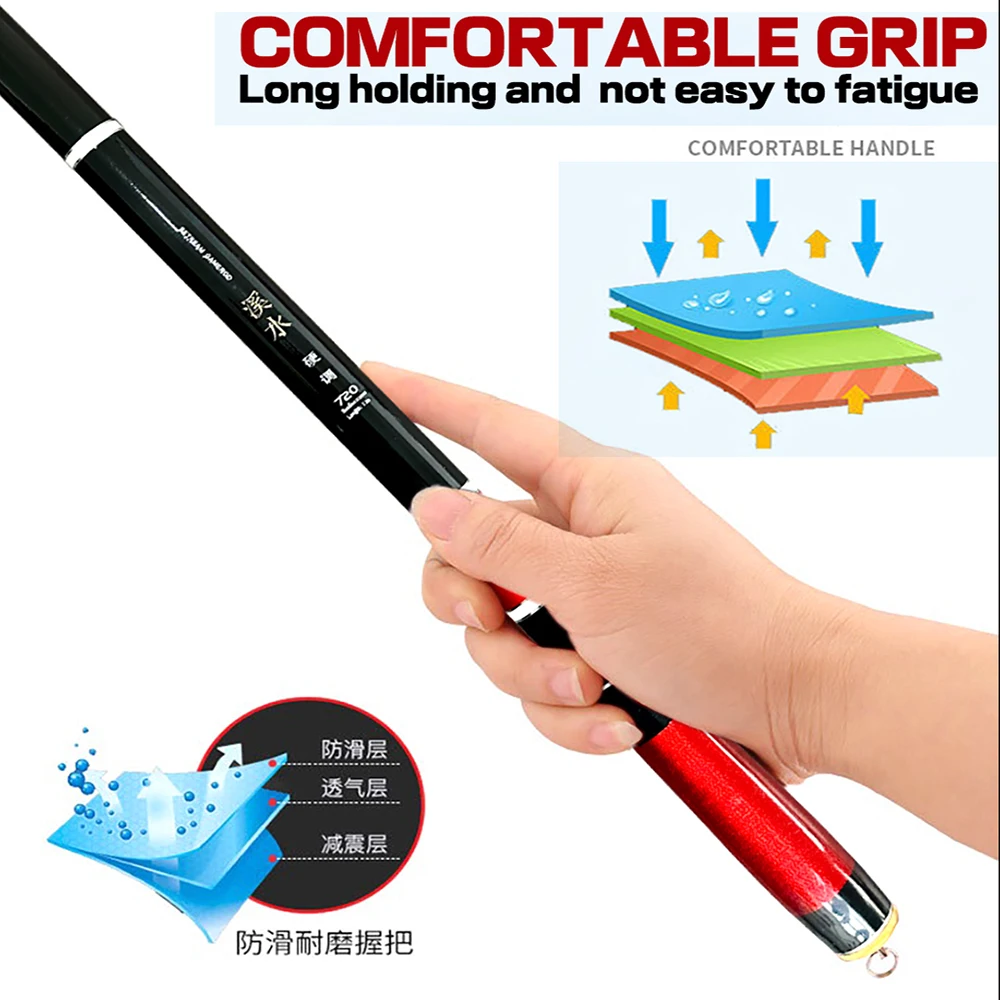 Caña de pescar telescópica ultraligera portátil 3,6/4,5/5,4/6,3/7,2 M caña de mano súper dura longitud cerrada 73CM para principiantes - imagen 2