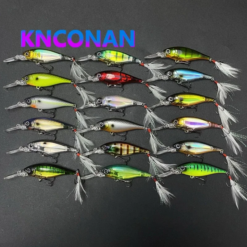 Señuelos de pesca de pececillo flotante Crankbait, 70mm, 10,3g, buceo profundo, Swimbait, lubina de agua salada, cebo duro Artificial, equipo Wobbler - imagen 3