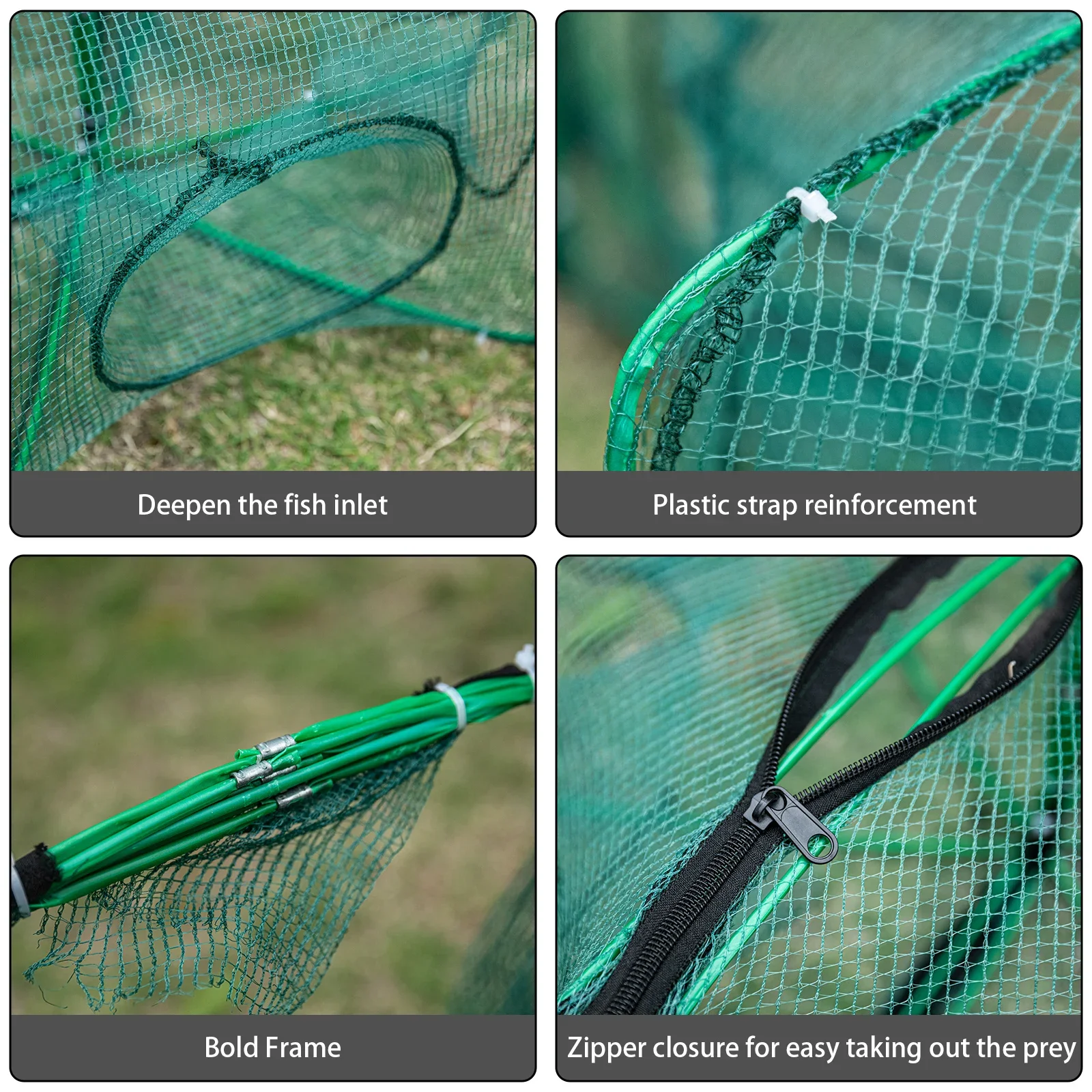 Goture-red de pesca de mano automático portátil, 6 agujeros, red hexagonal para peces, redes de fundición, cangrejo, camarones, trampa, jaula, herramienta de malla - imagen 4