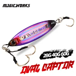 Magic Works-gabarito lento de Metal, 28g, 40g, 60g, lubina para Señuelos de Pesca, cebo Artificial, suministros de aparejos, nuevo anzuelo afilado para peces falsos