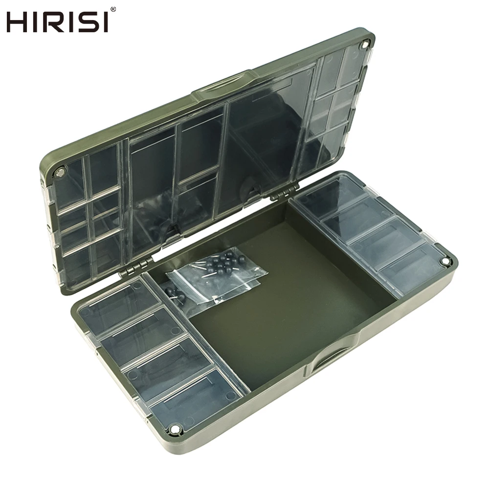 Hirisi-caja organizadora de pesca de carpa, organizador portátil de almacenamiento de aparejos de pesca, 27 compartimentos magnéticos de rejilla, accesorios de pesca